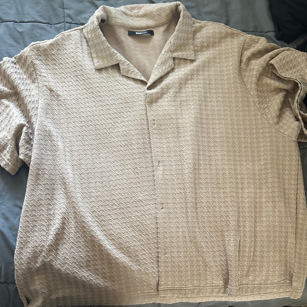 Fashion Nova Casual Beige Button Down Shirt